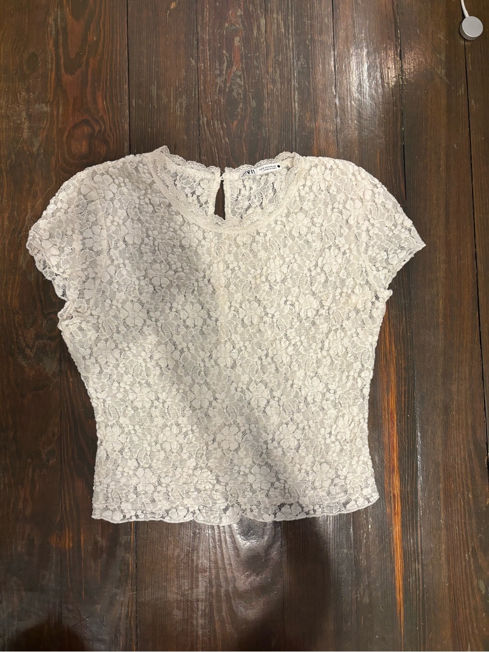 Zara Ivory Lace Cap Sleeve Blouse